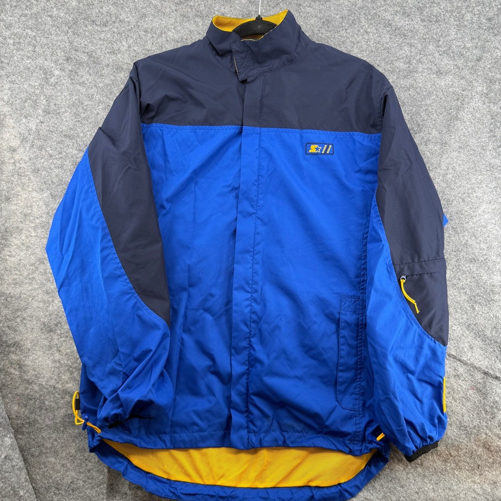 Starter Windbreaker Jacket Mens Small Blue Colorblock Full Zip Mesh Lined - Picture 2 of 16